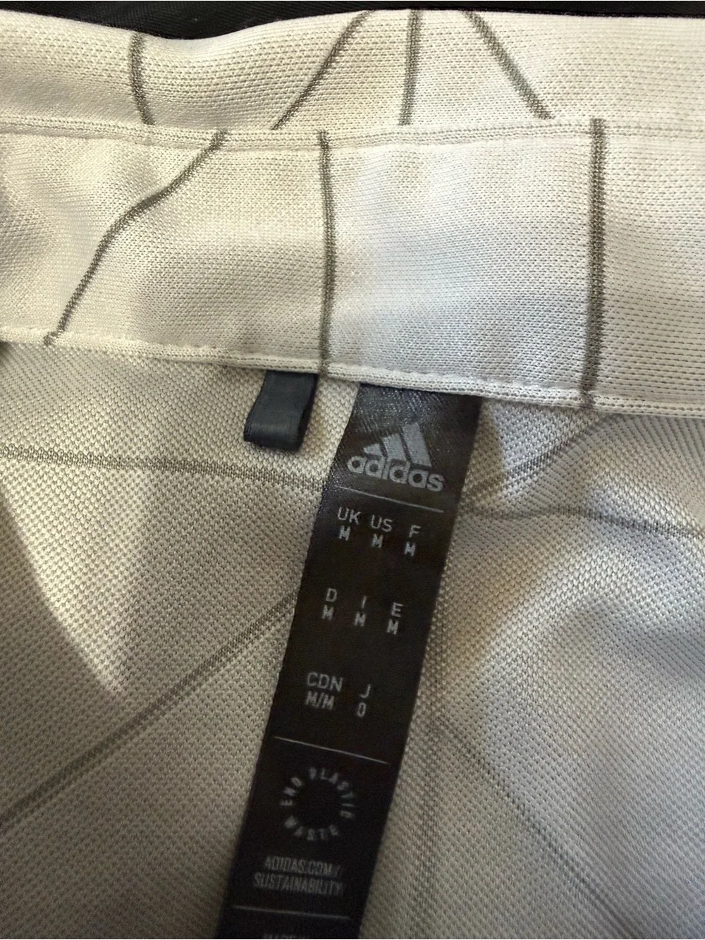 adidas Men’s White Polo with Gray Geometric Lines